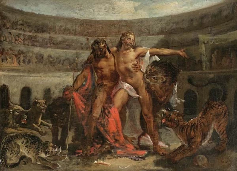 Gladiatori al Colosseo - attribuito